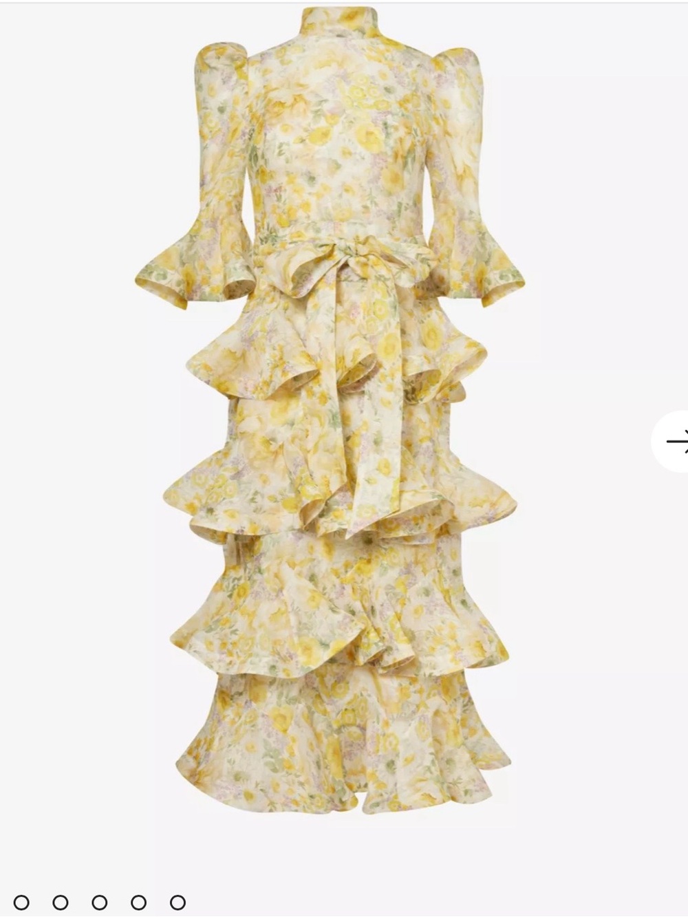 Zimmermann Yellow Floral Tiered Ruffle Midi Dress - Picture 4 of 4